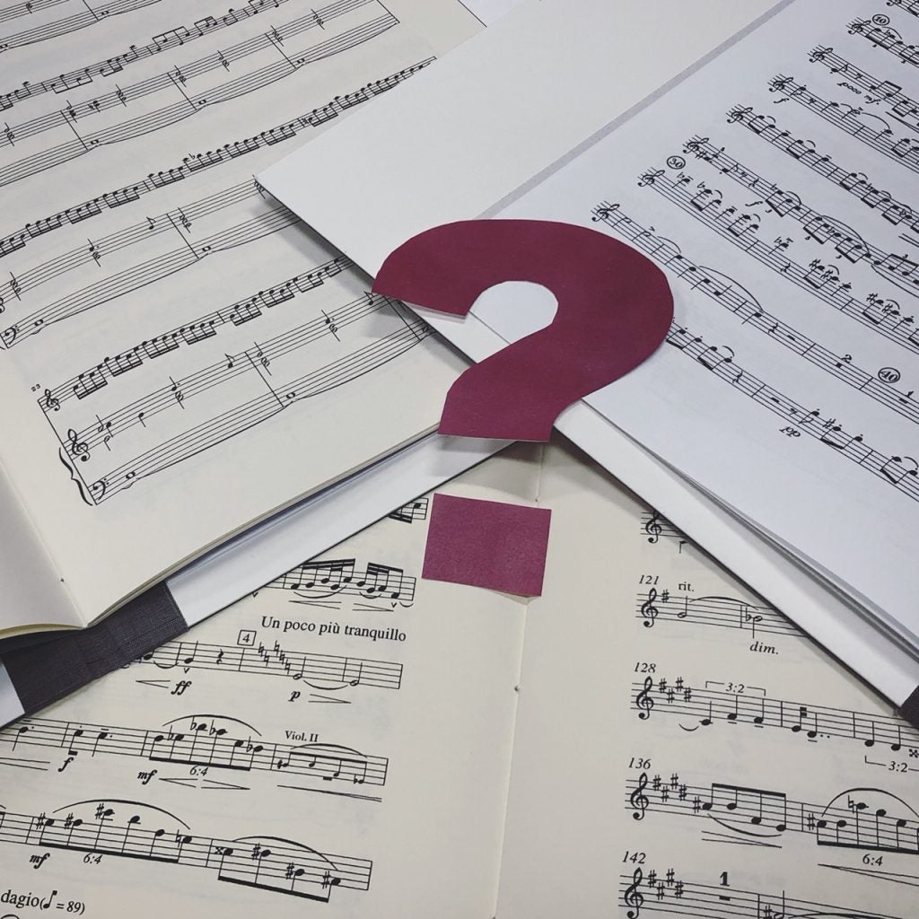 question mark over music scores