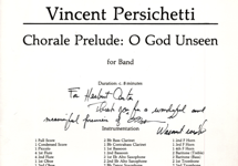 Tittle page of horale Prelude: O God Unseen for band by Vincent Persichetti 