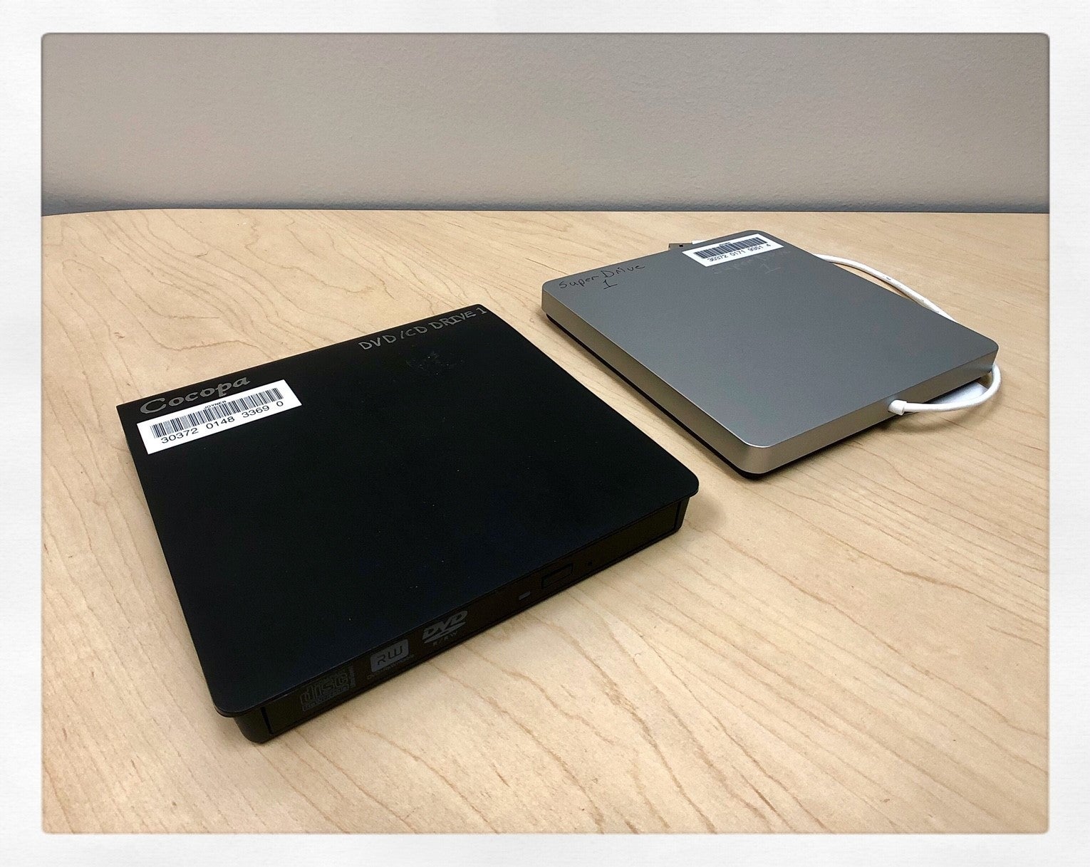 External CD/DVD Drives (left is the PC version, right is the Mac version) 