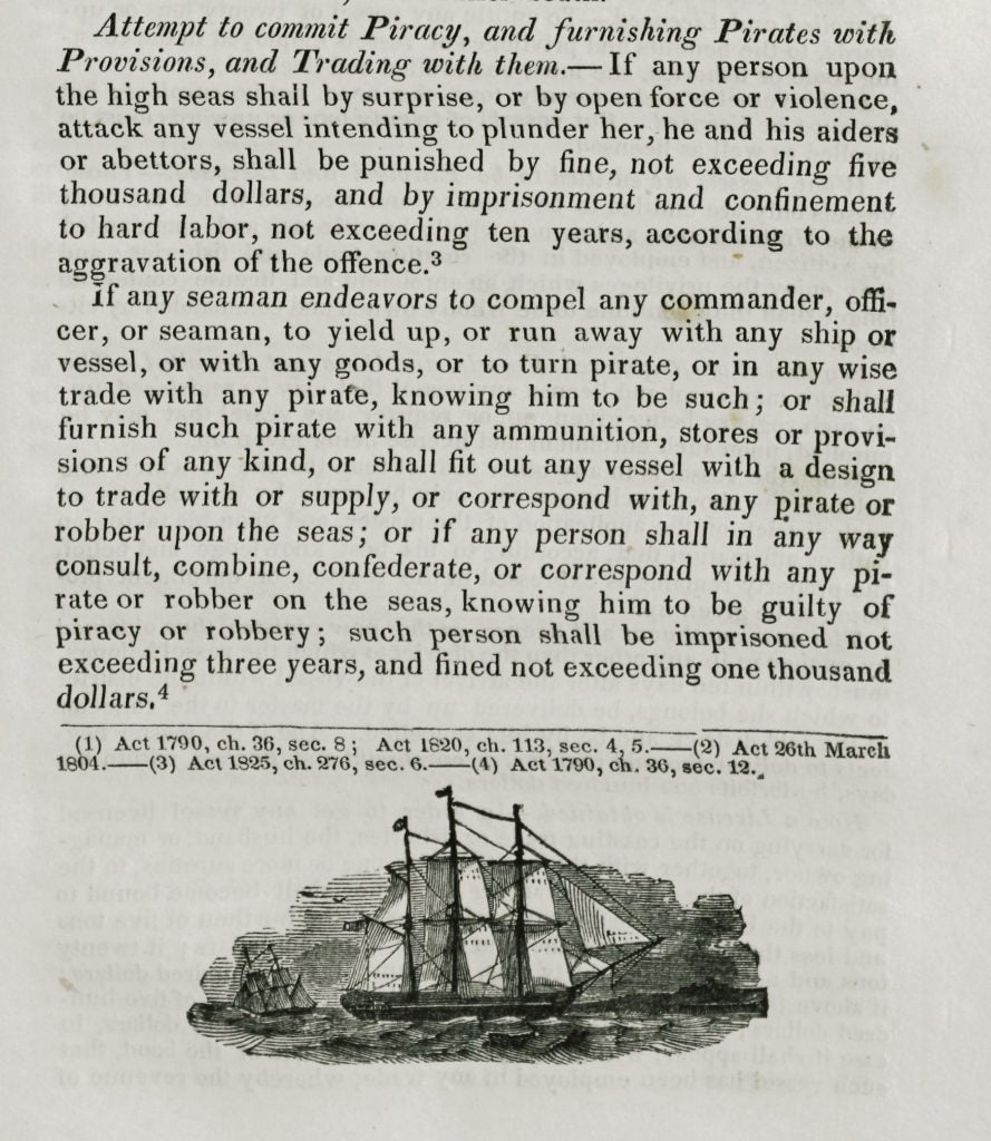  Recto of book page with 4 paragraphs followed by image of sailing ship
