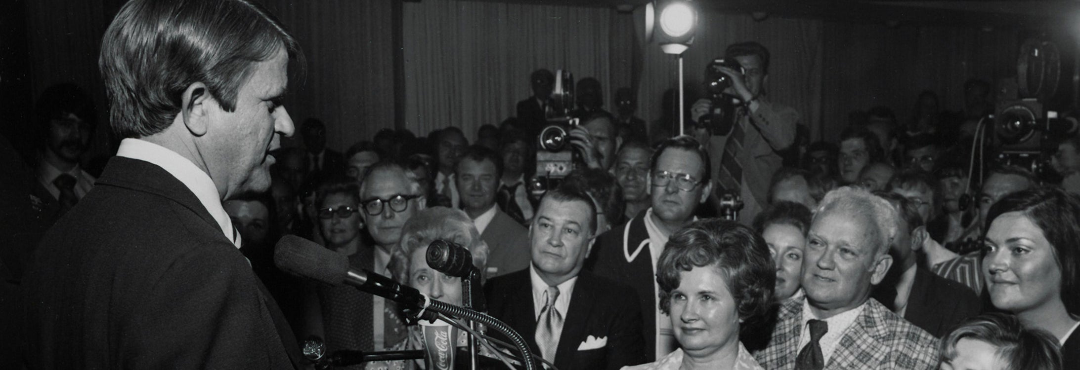 Robert Morgan speaks to a crowd in Raleigh at a primary event for the U.S. Senate election of 1974. (Photos from ECU Digital Collections)
